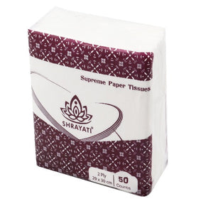 Shrayati Tissue Paper Napkins, 2 Ply, 33 x 33 cm, 400 Napkins, Pack of 8