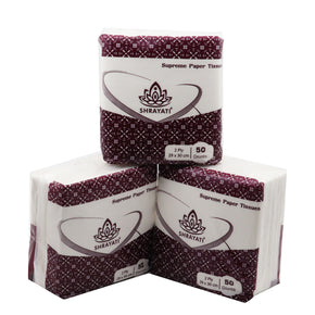 Shrayati Tissue Paper Napkins, 2 Ply, 29 x 30 cm, 150 Napkins, Pack of 3
