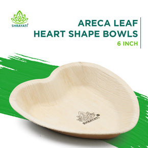 Shrayati Areca Leaf Heart Shape Bowls, 5 Inch, Pack of 25 Pcs.