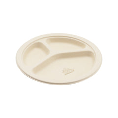 3-Compartment Bagasse Sugarcane Plates - 656 - GreenLine Paper Company