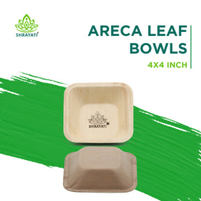 Shrayati Areca Leaf Bowls, 3 x 3 Inch, Pack of 25 Pcs.