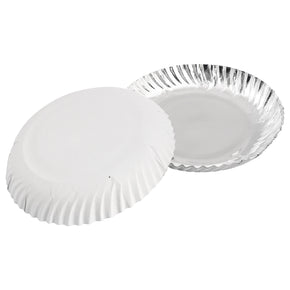 Shrayati Silver Coated Paper Plates, 9 Inch, Pack of  50 Pcs.