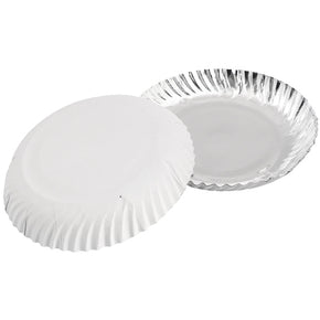 Shrayati Silver Coated Paper Plates, 7 Inch, Pack of  50 Pcs.